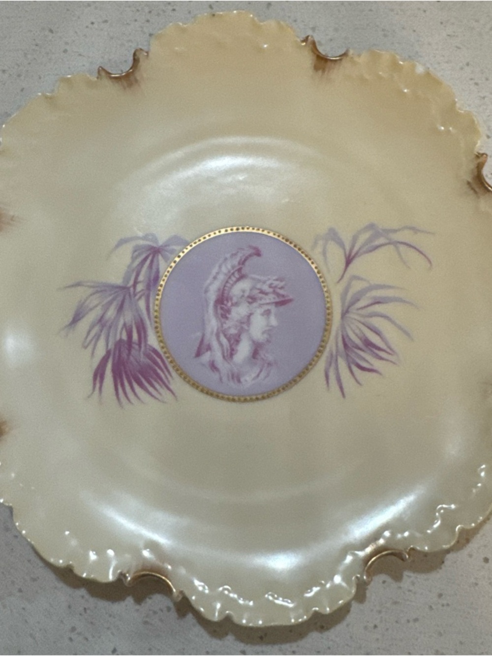 Rosenthal Monbijou Porcelain Plate Cameo Perseus Purple Cream Gold c.1891-1906